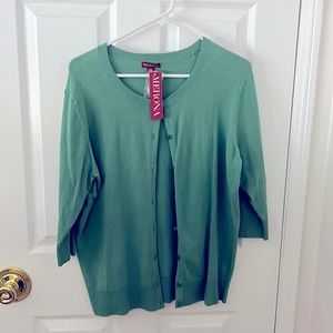 New with tags green 3/4 sleeve light cardigan